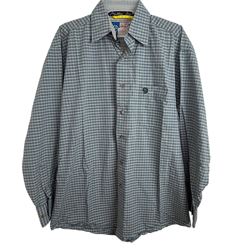 Wrangler George Straight Blue Plaid Cowboy Cut Western Long‎ Sleeve Shirt Mens L